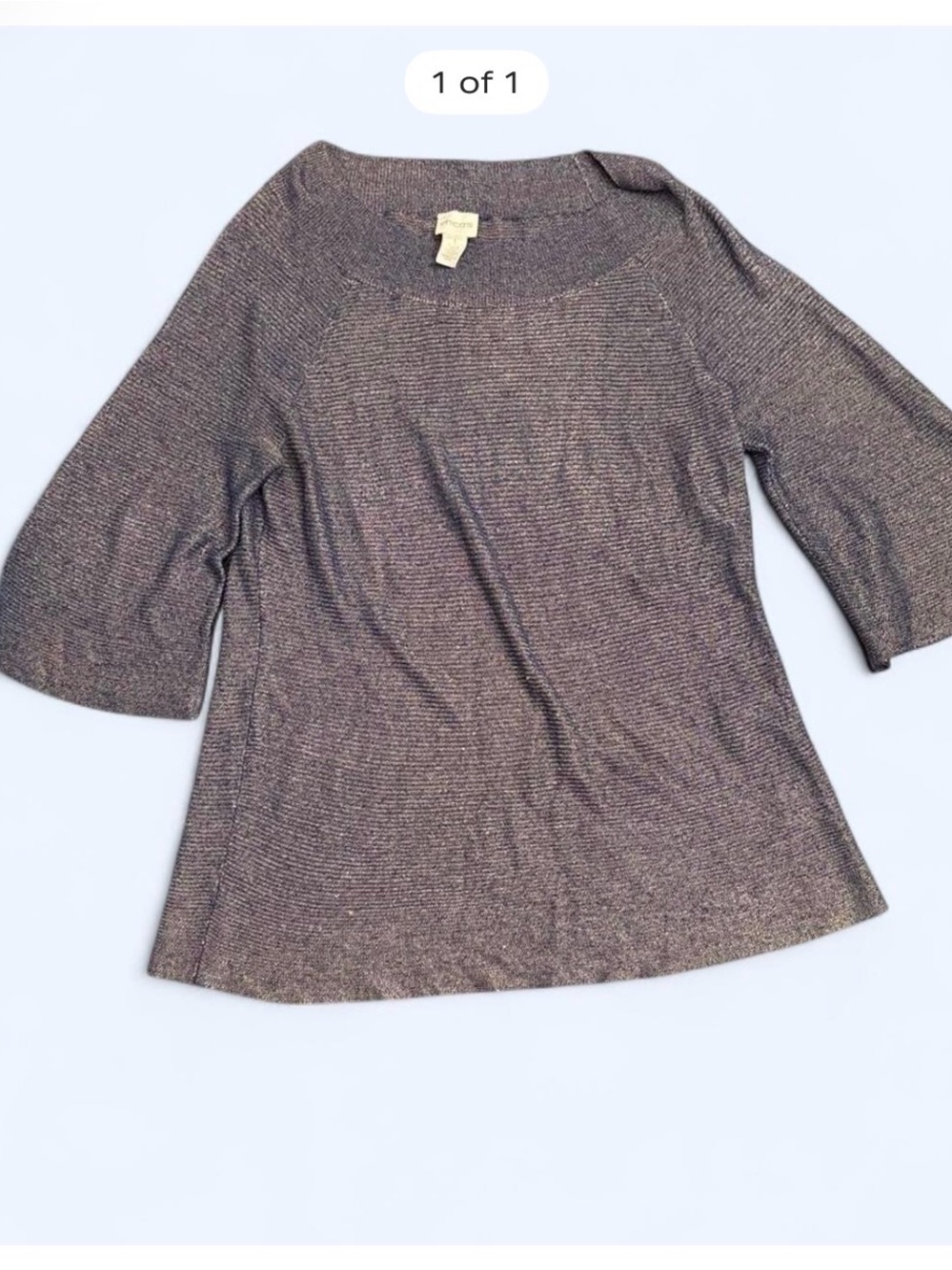 Chico's Metallic Brown Shimmery Boatneck Sweatshirt
